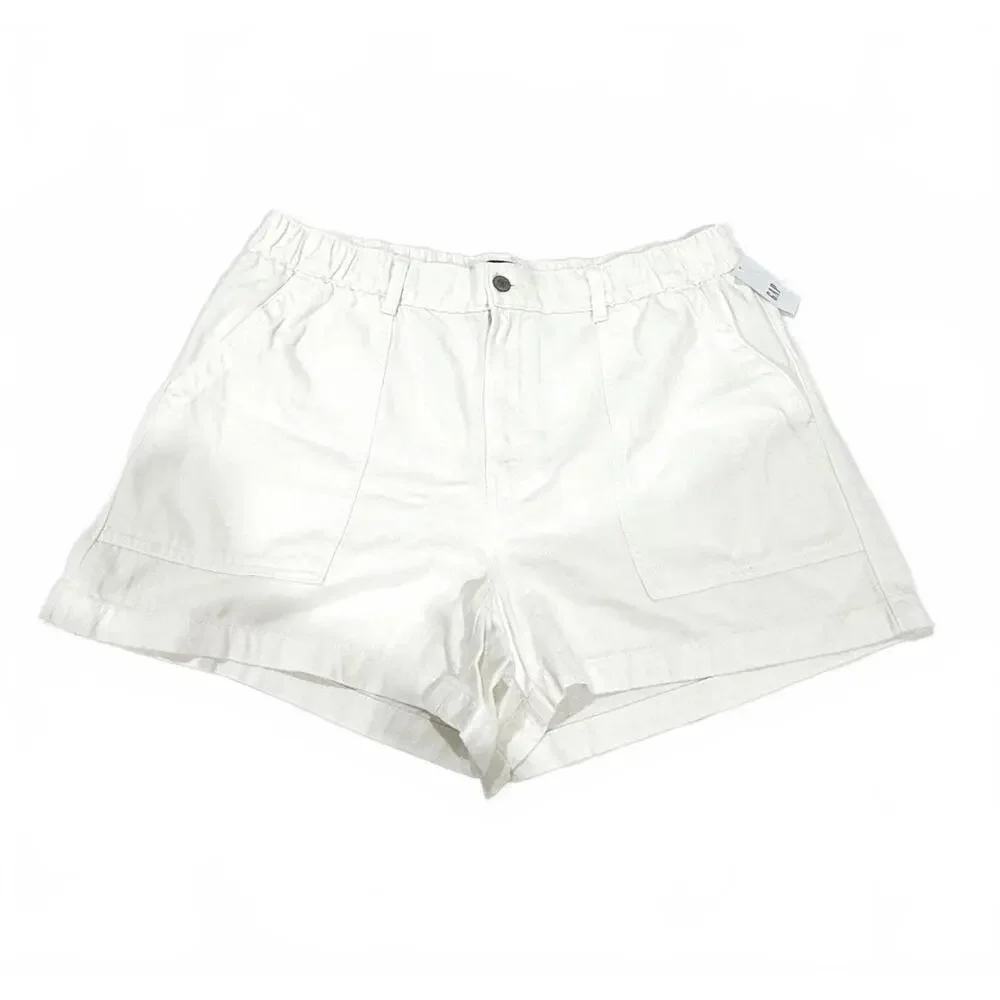 NWT Gap Denim White 4” High Rise Elastic Denim Utility Shorts- Size XL - Picture 2 of 9